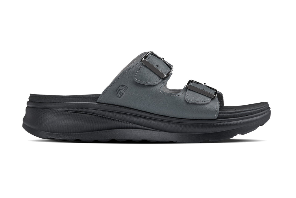CALTO X1661 Height-Increasing Dual Buckle Sandals | 2 Inches Taller - Iron Grey