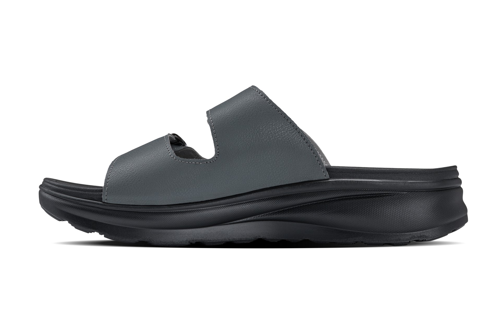 CALTO X1661 Height-Increasing Dual Buckle Sandals | 2 Inches Taller - Iron Grey