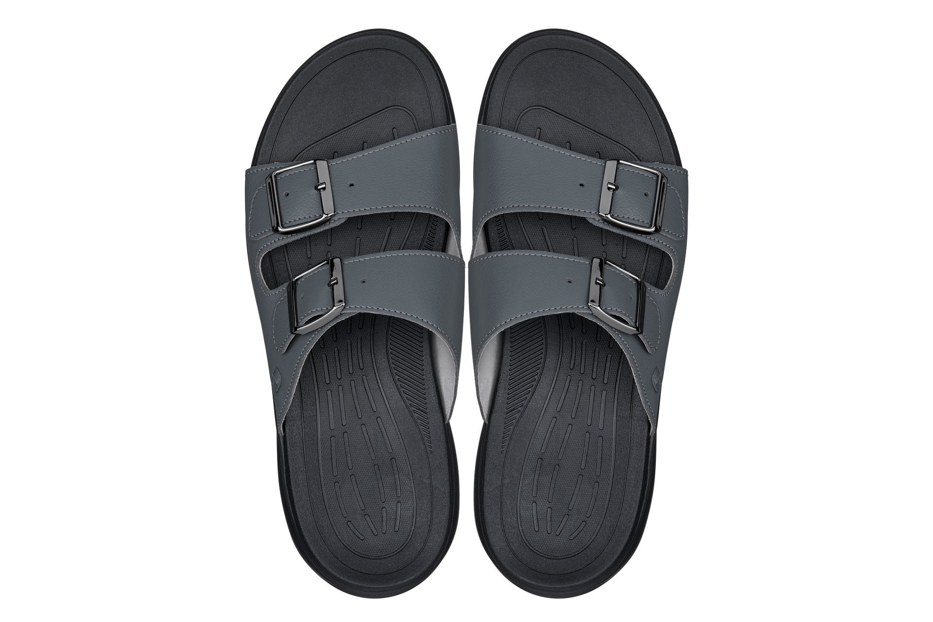 CALTO X1661 Height-Increasing Dual Buckle Sandals | 2 Inches Taller - Iron Grey