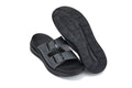 Black sandals with a thick sole on a white background-blackorvani