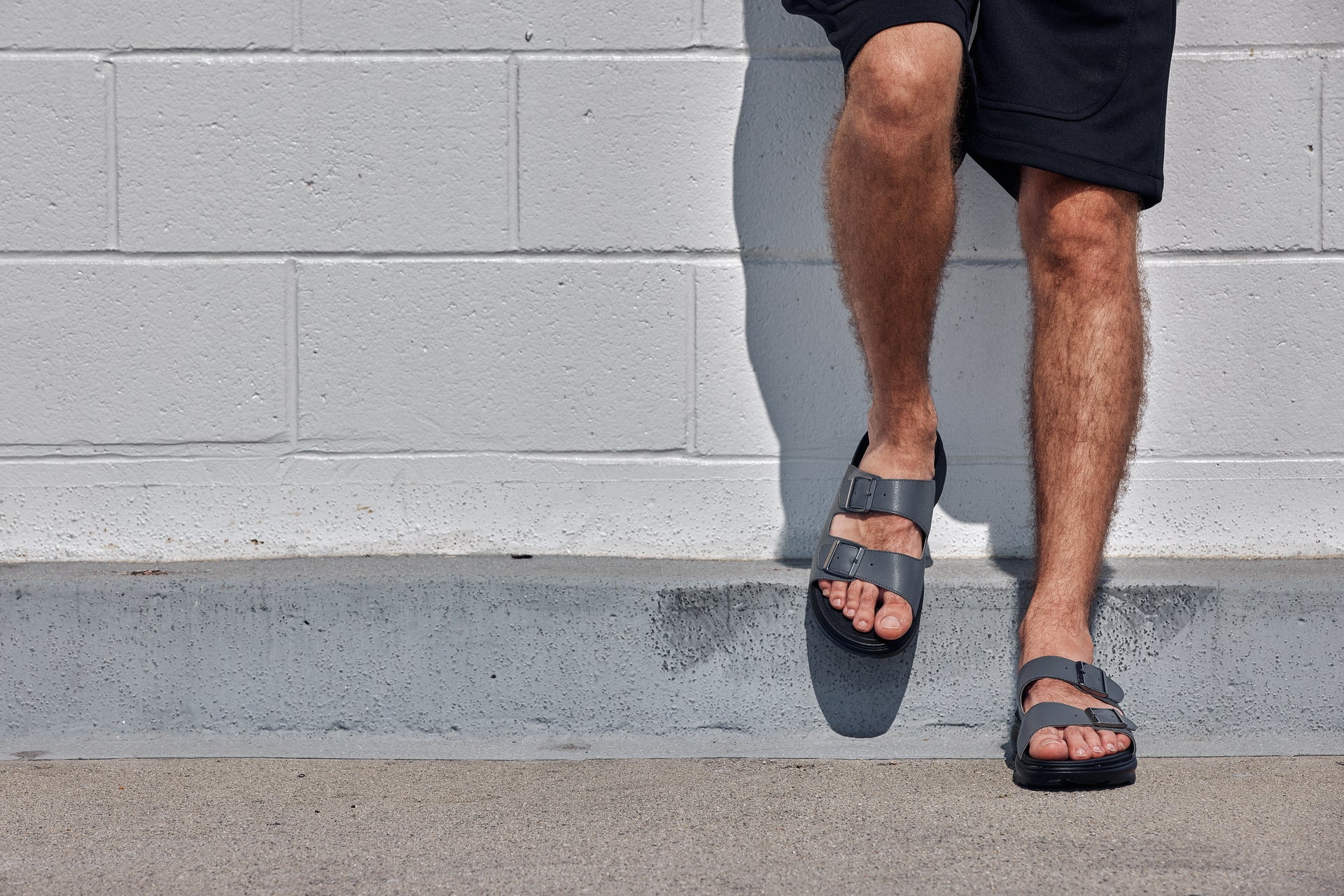 CALTO X1661 Height-Increasing Dual Buckle Sandals | 2 Inches Taller - Iron Grey