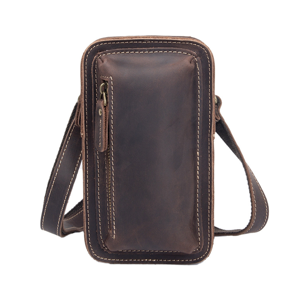 Men's First-Layer Cowhide Crossbody Waist Bag | Vintage Multi-Way Sling