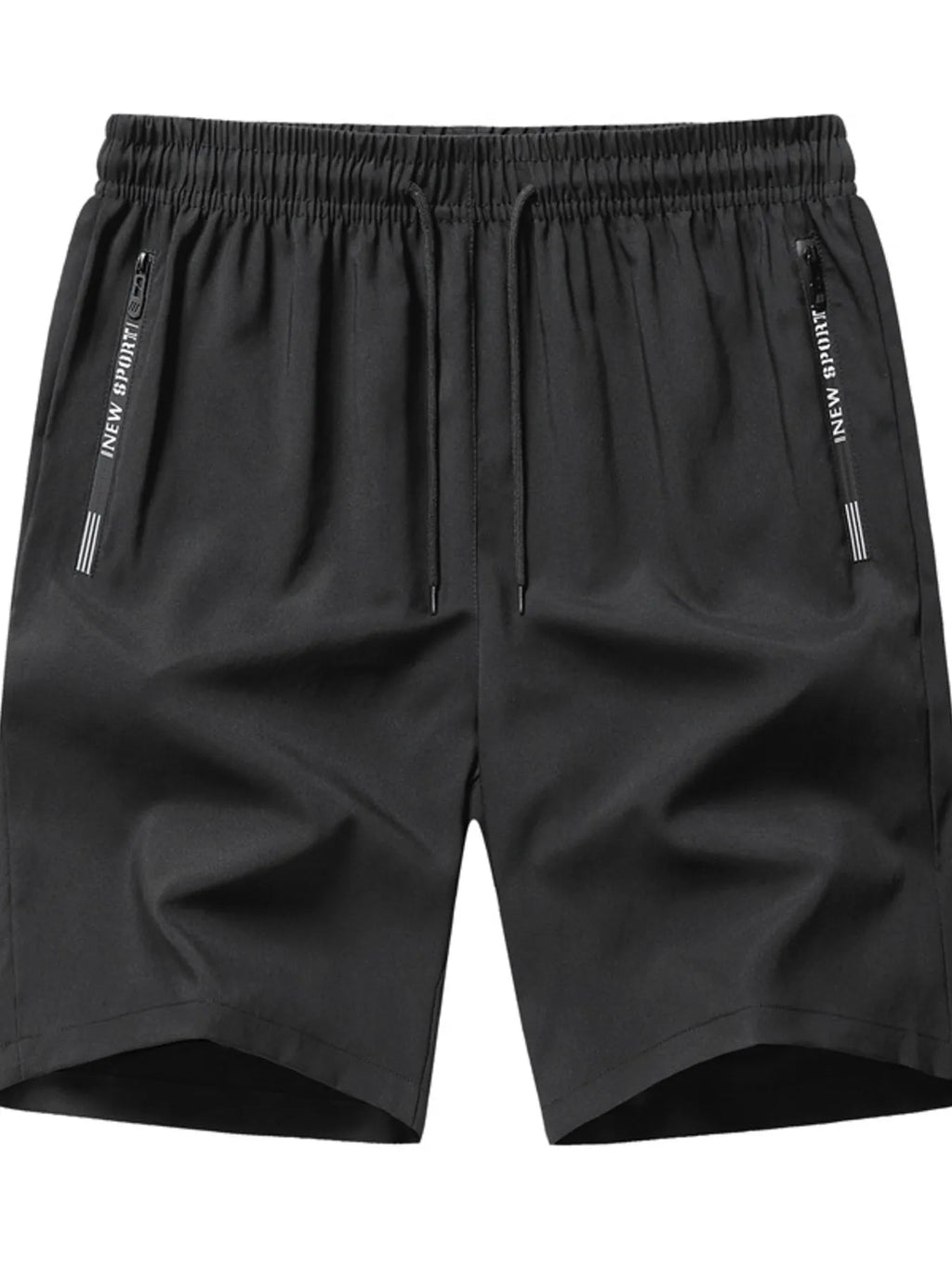 Black shorts with brand logo on a white background