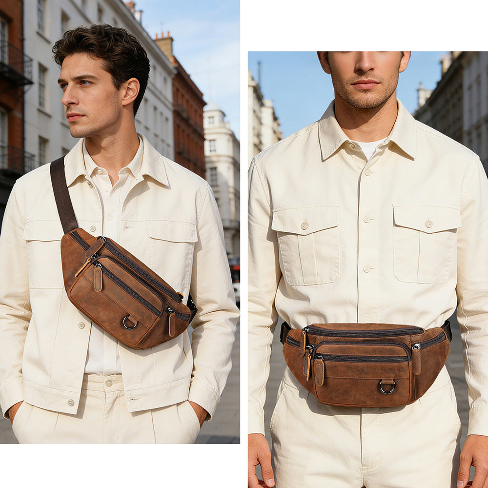 Multifunctional Men's Shoulder Crossbody Waist Bag | Versatile Leather Fanny Pack