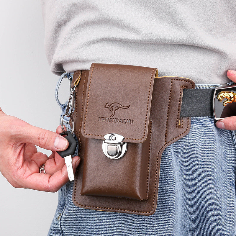 Men's Leather Belt Loop Phone & Utility Holster | Compact Waist Pouch