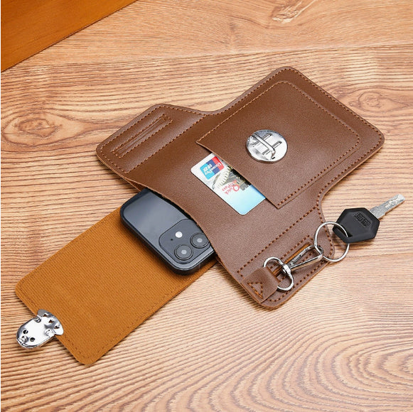 Men's Leather Belt Loop Phone & Utility Holster | Compact Waist Pouch