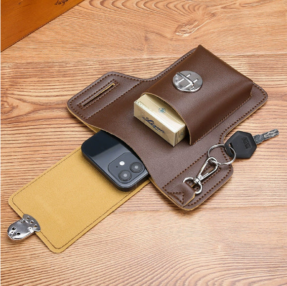 Men's Leather Belt Loop Phone & Utility Holster | Compact Waist Pouch