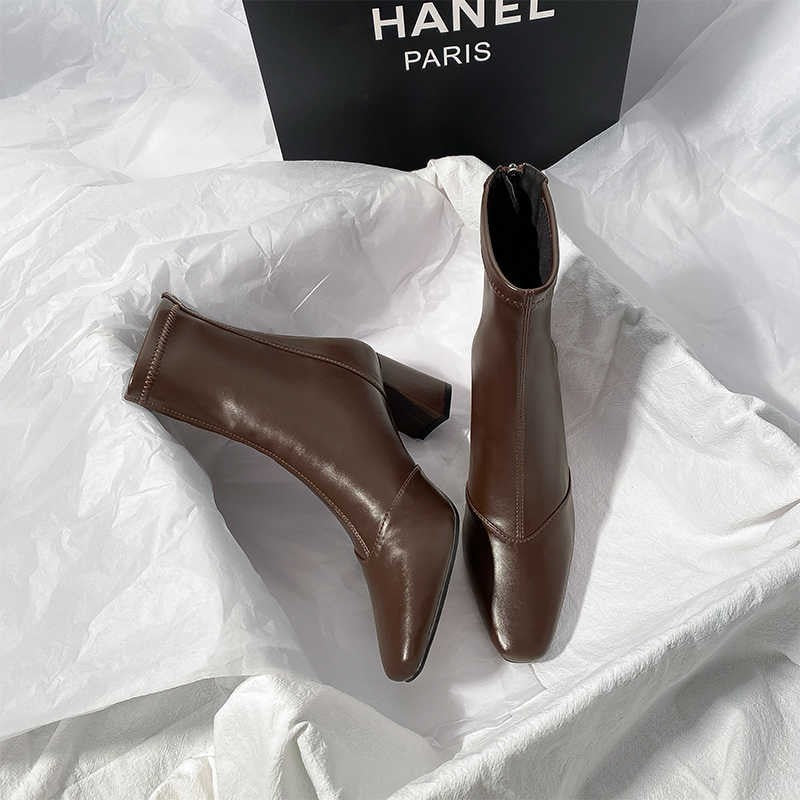The Velvet Step: Soft Leather Zip-Back Skinny Ankle Boots