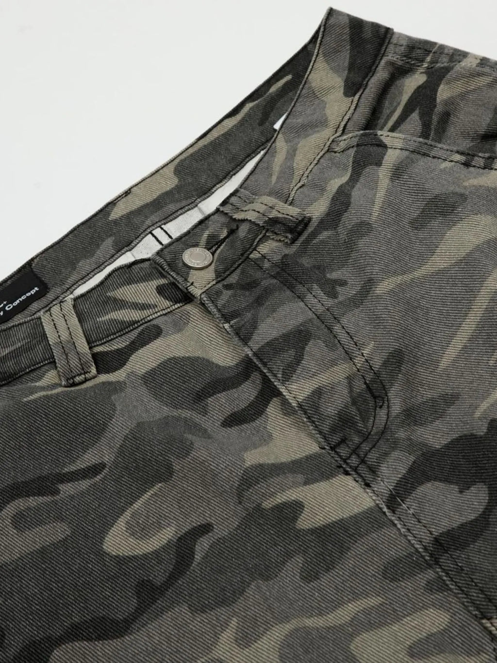 Camouflage pants with a belt on a light gray background-Black Orvani