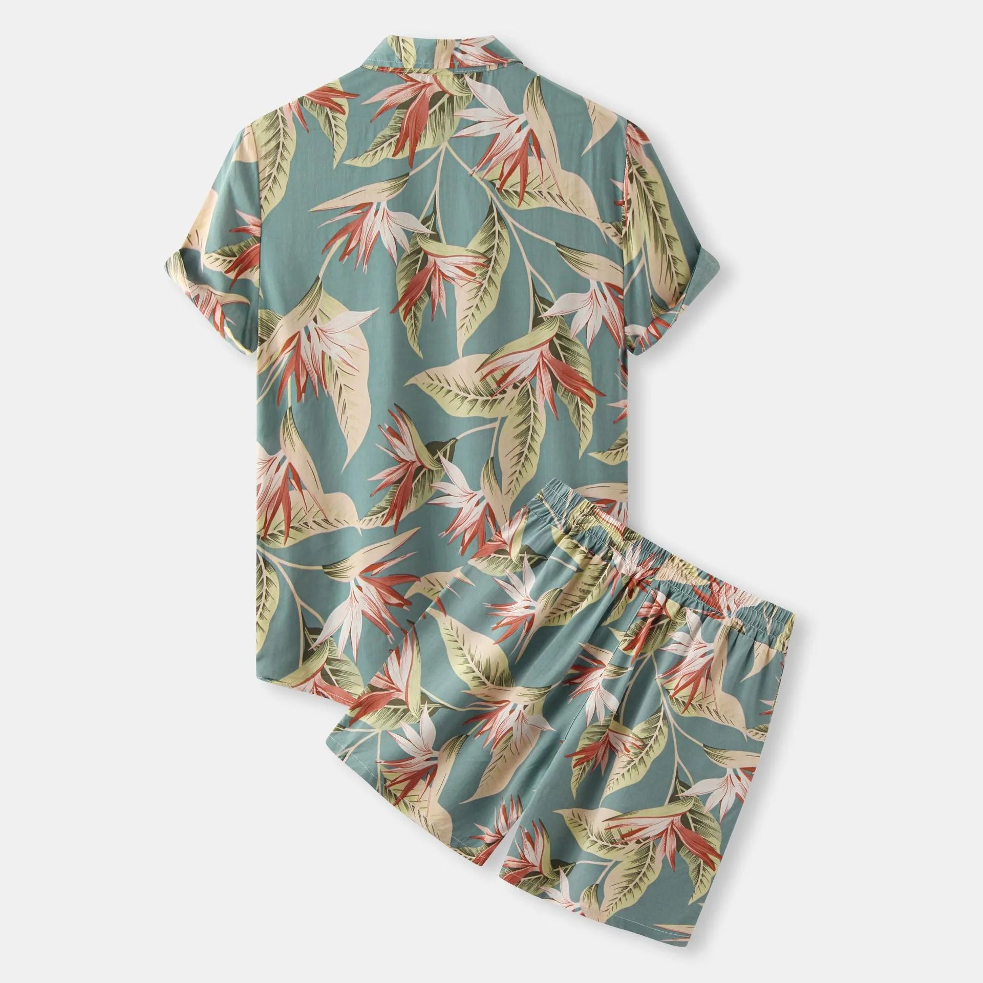 Floral pajama set on a light gray background-Black Orvani
