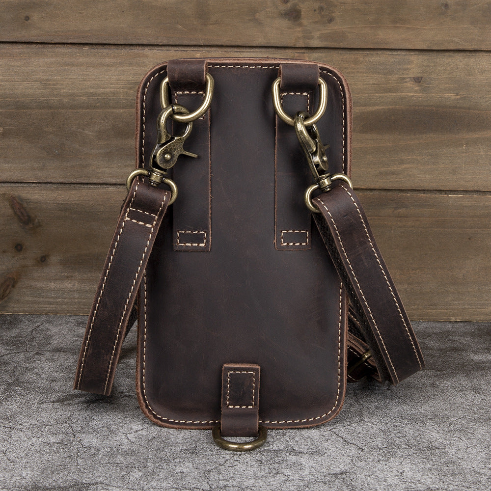 Men's First-Layer Cowhide Crossbody Waist Bag | Vintage Multi-Way Sling