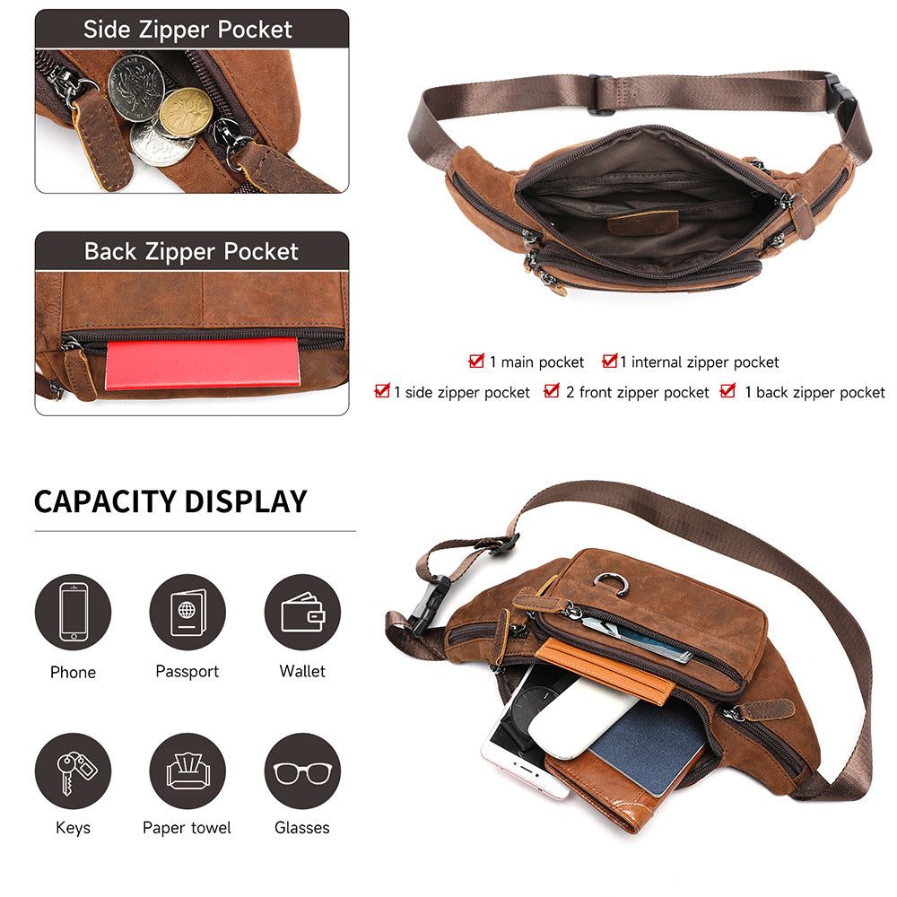 Multifunctional Men's Shoulder Crossbody Waist Bag | Versatile Leather Fanny Pack