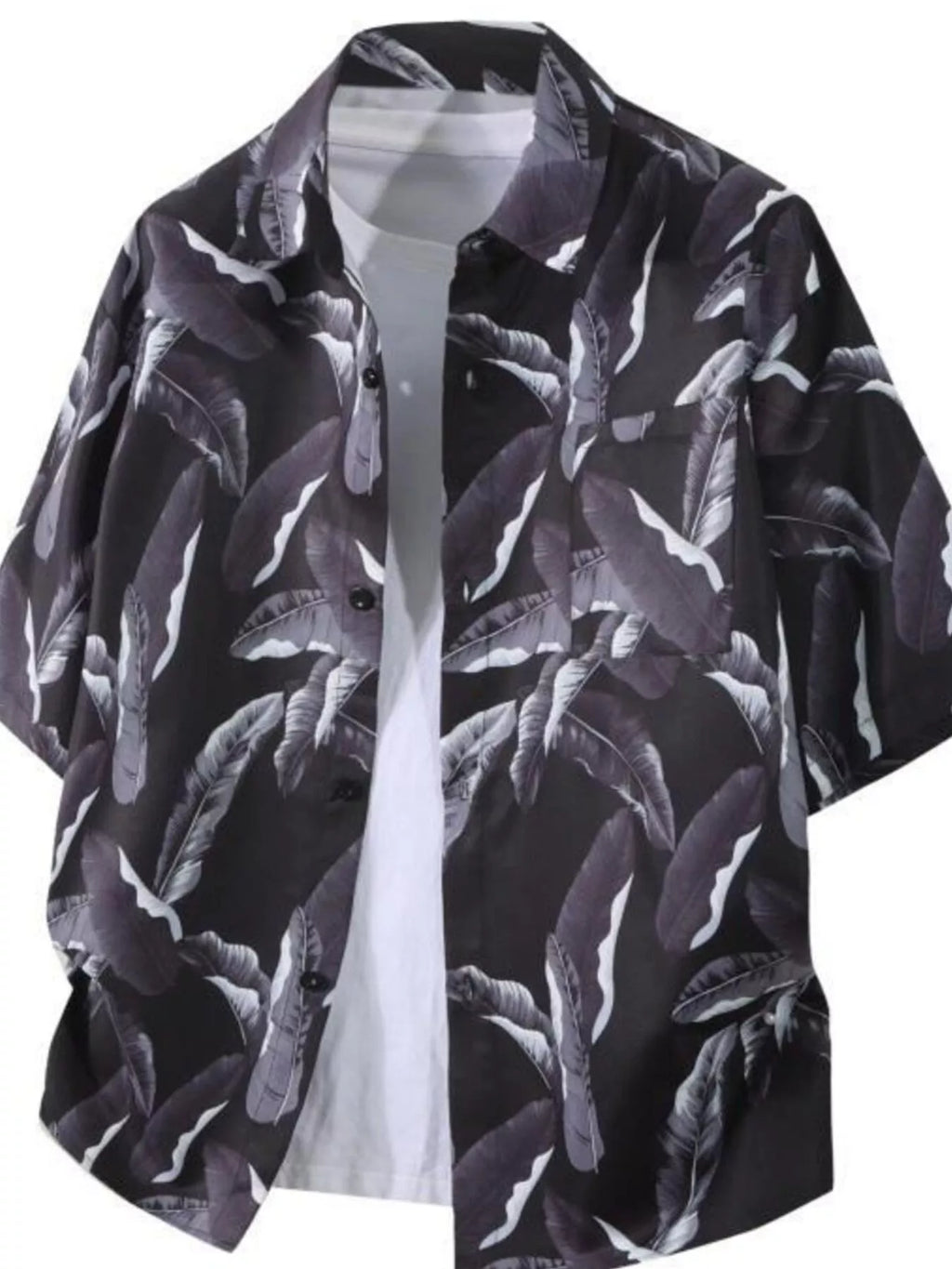 Black and white patterned shirt on a white background