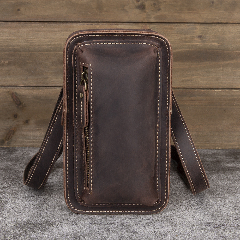 Men's First-Layer Cowhide Crossbody Waist Bag | Vintage Multi-Way Sling