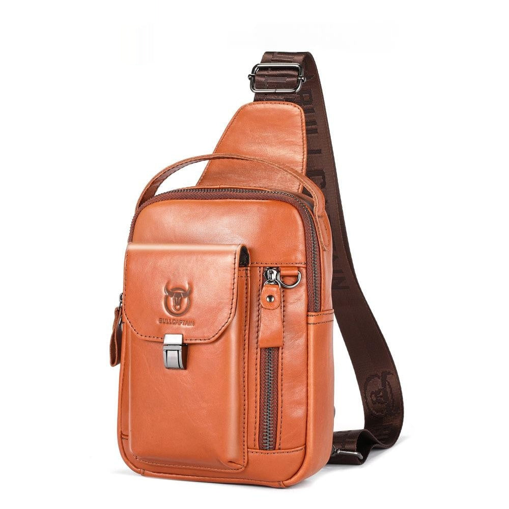 Men's Cowhide Shoulder Crossbody Bag | Vintage Leather Sling Pack