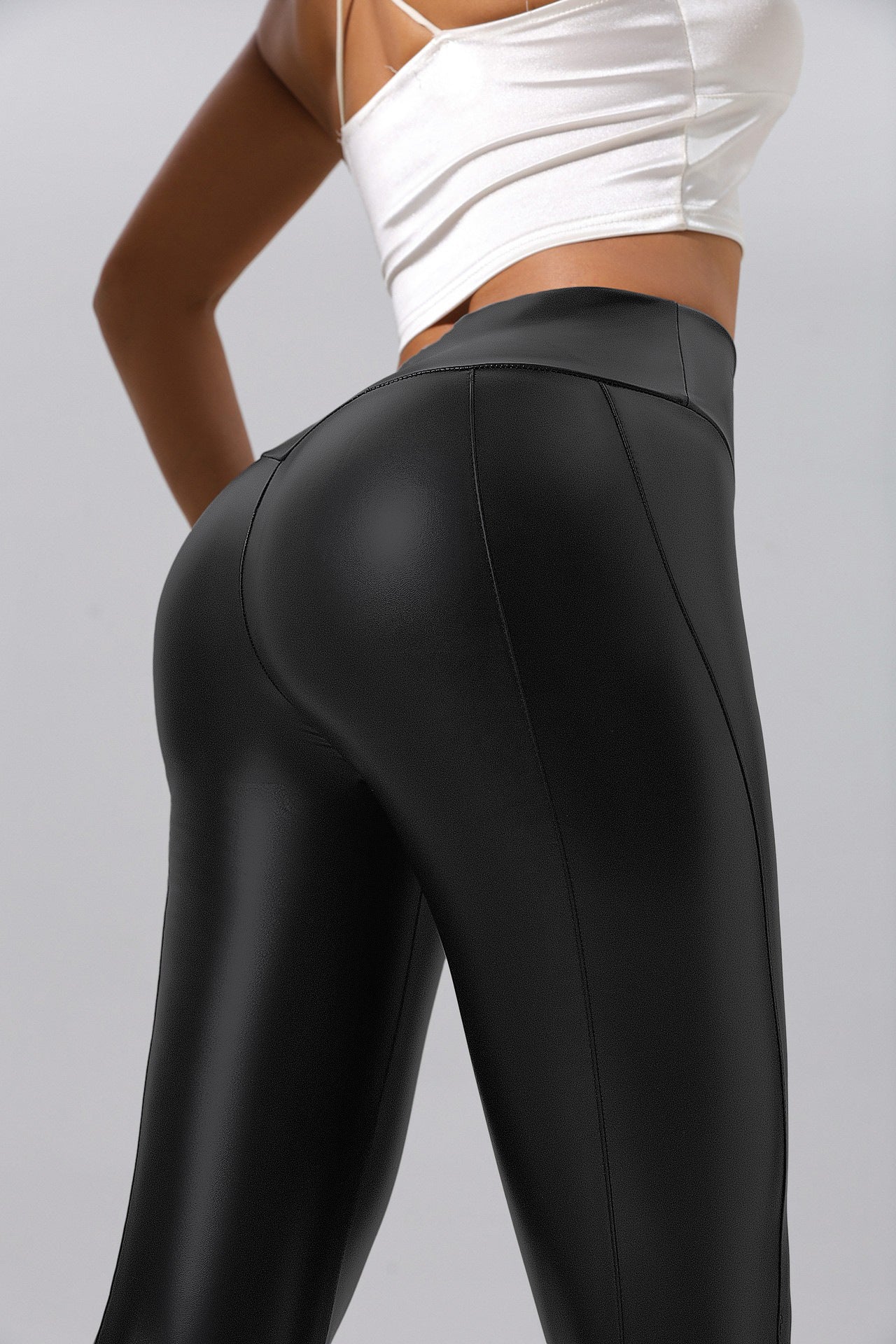 The Flex-Luxe: Patchwork Leather Fitness & Yoga Leggings-Blackorvani