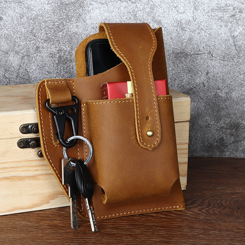 Men's Retro Leather Phone Hanging Belt Bag | Vintage Waist Holster