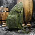 Retro Crazy Horse Leather Men's Chest Bag | Vintage Crossbody Sling
