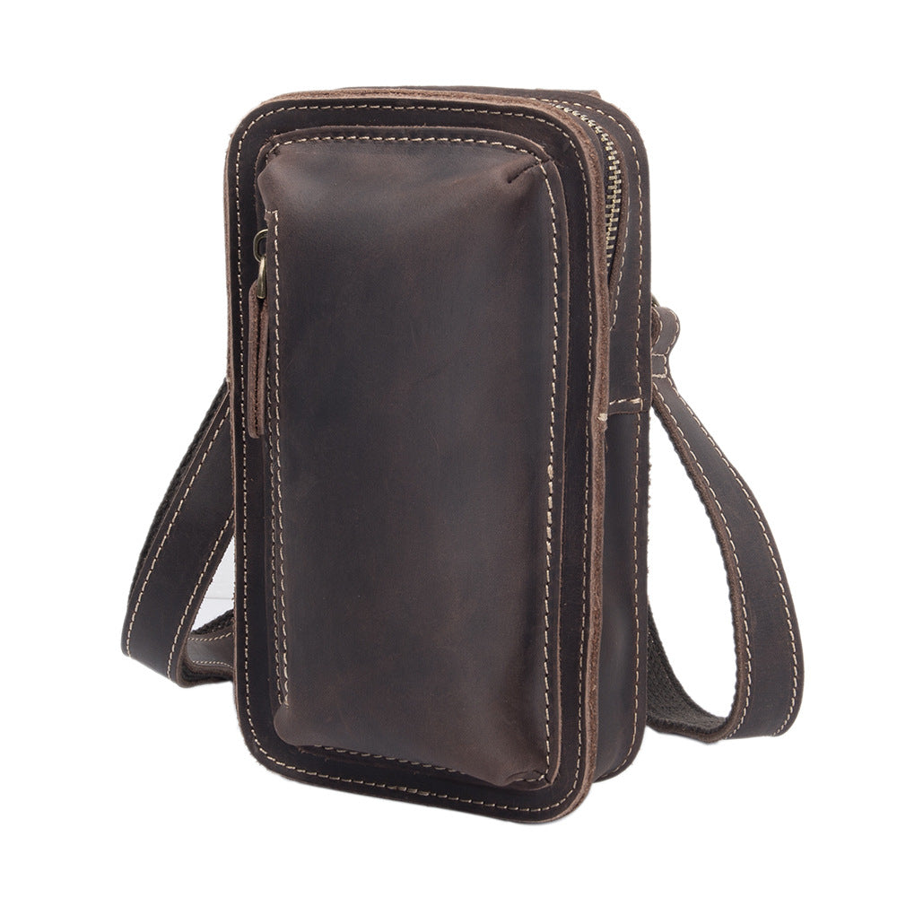Men's First-Layer Cowhide Crossbody Waist Bag | Vintage Multi-Way Sling