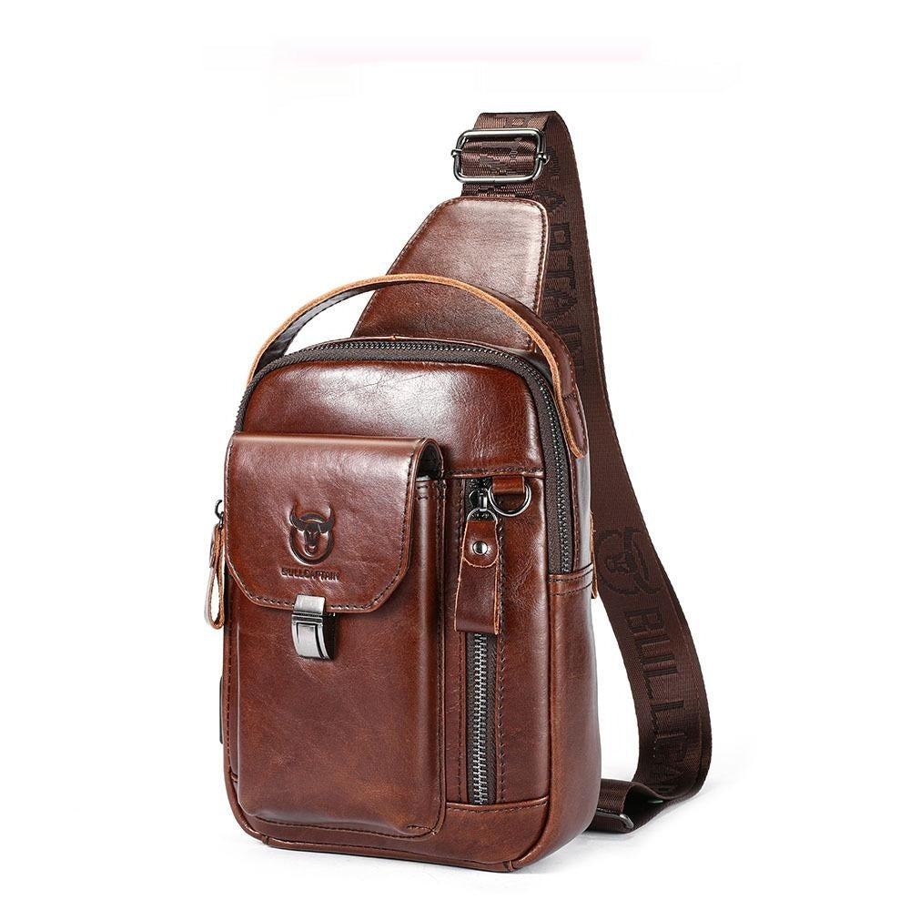 Men's Cowhide Shoulder Crossbody Bag | Vintage Leather Sling Pack