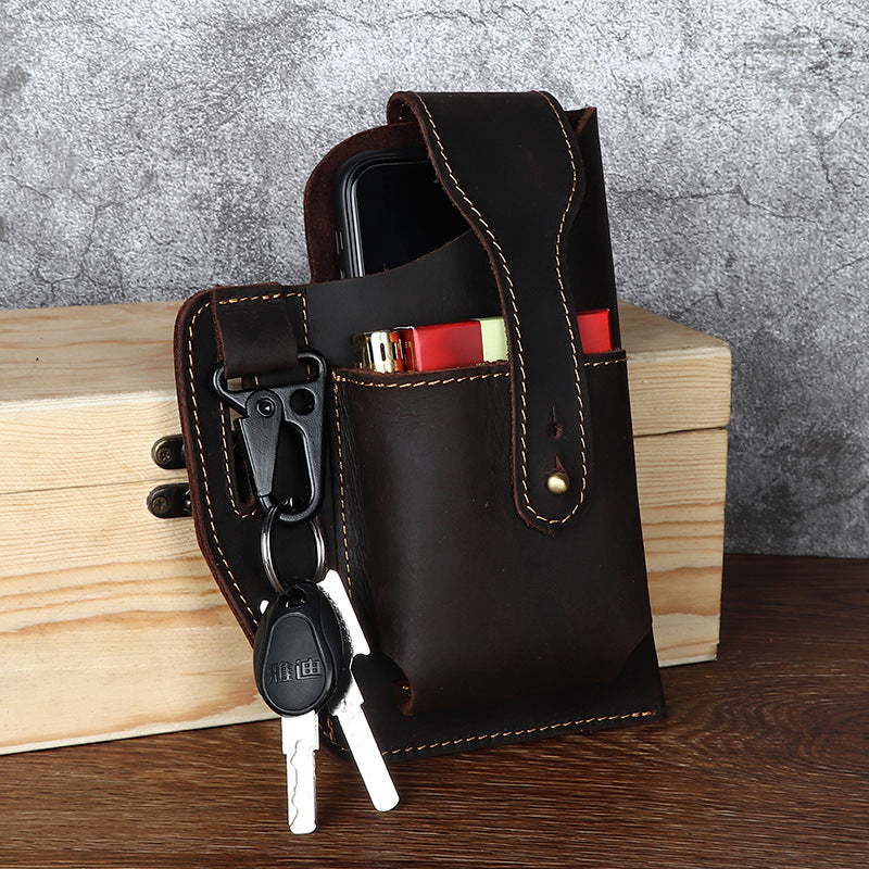 Men's Retro Leather Phone Hanging Belt Bag | Vintage Waist Holster