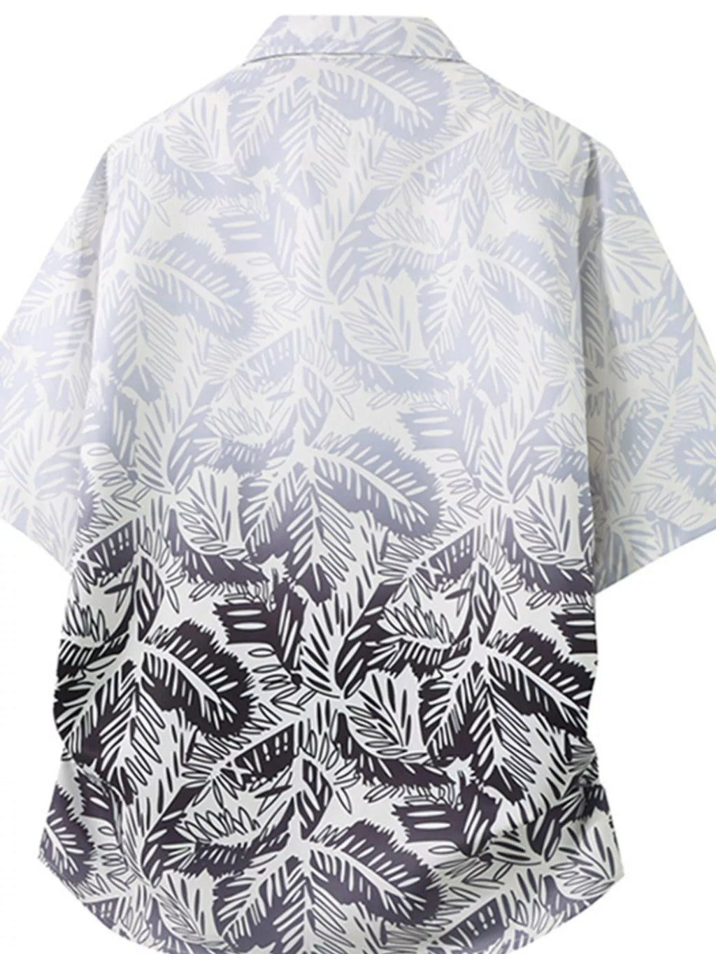 Light blue shirt with black leaf pattern on a white background