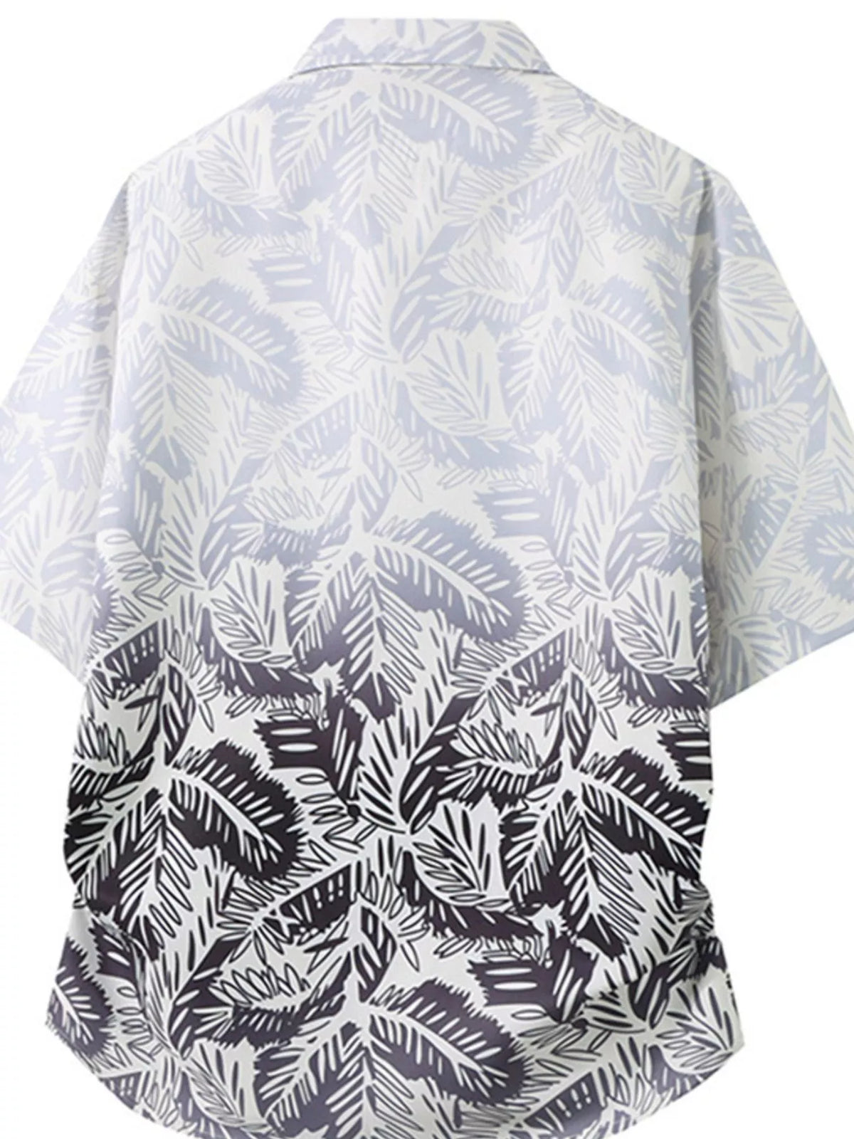 Light blue shirt with black leaf pattern on a white background