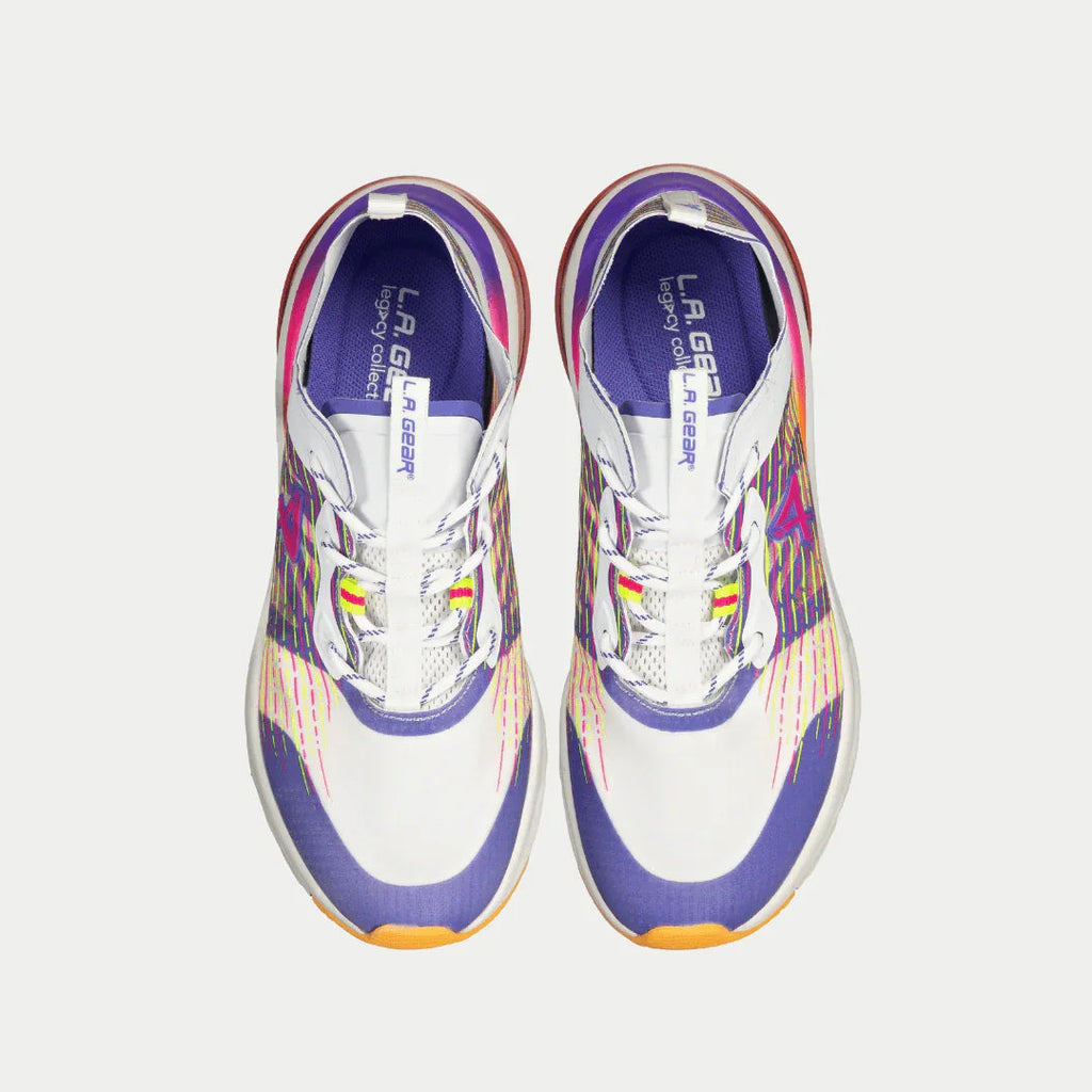 LA Gear Women's Artesia Lowtop Sneakers | White x Purple x Orange Footwear