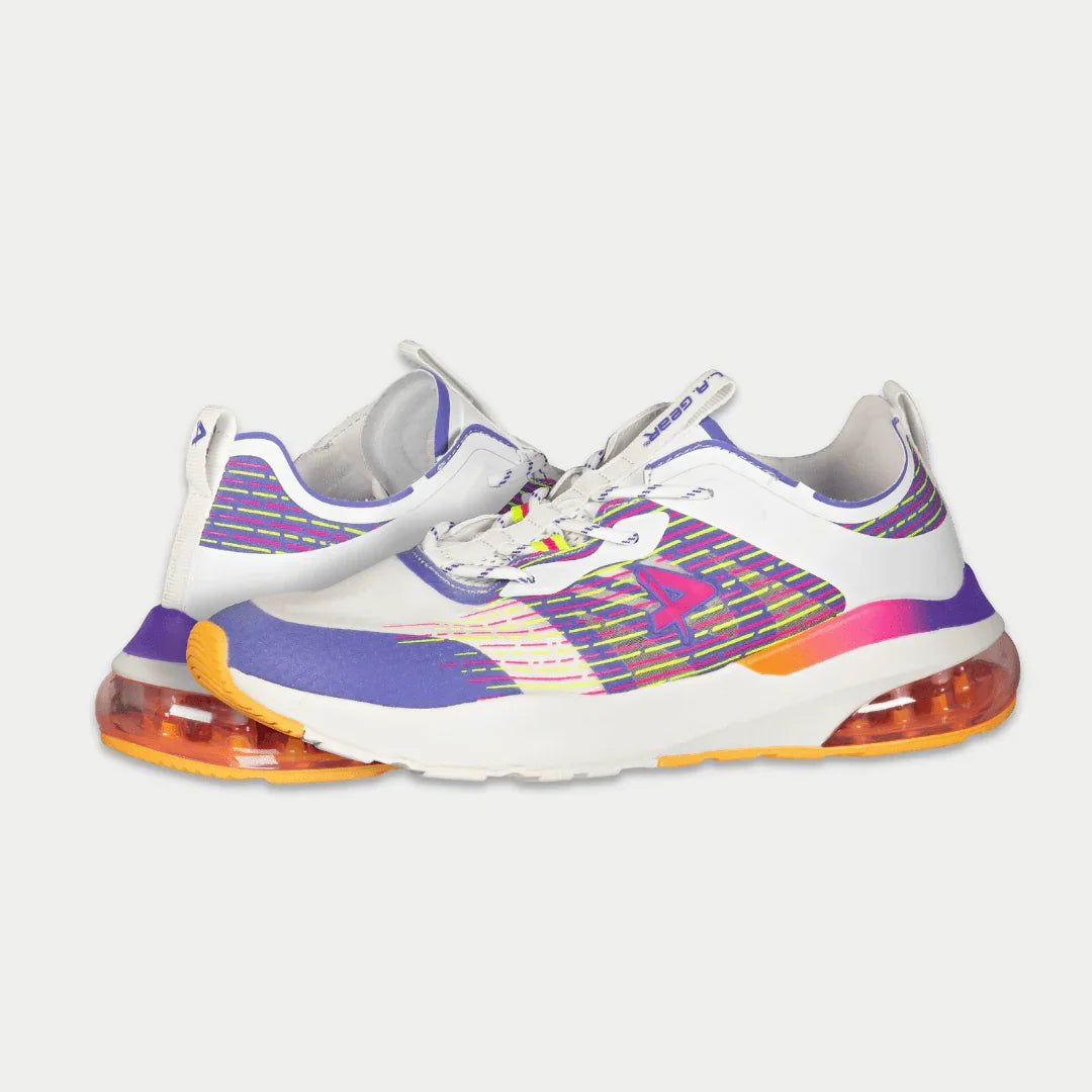 LA Gear Women's Artesia Lowtop Sneakers | White x Purple x Orange Footwear
