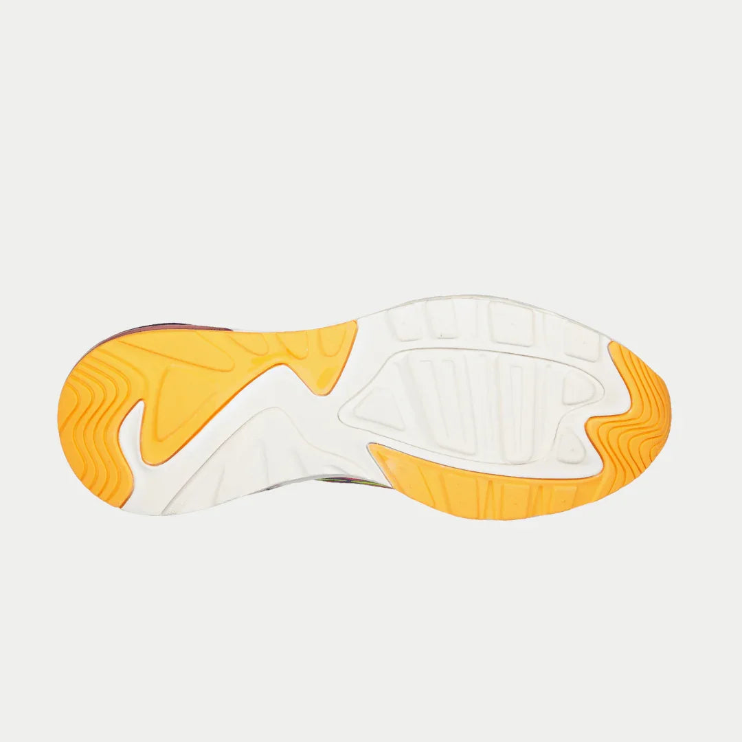 LA Gear Women's Artesia Lowtop Sneakers | White x Purple x Orange Footwear