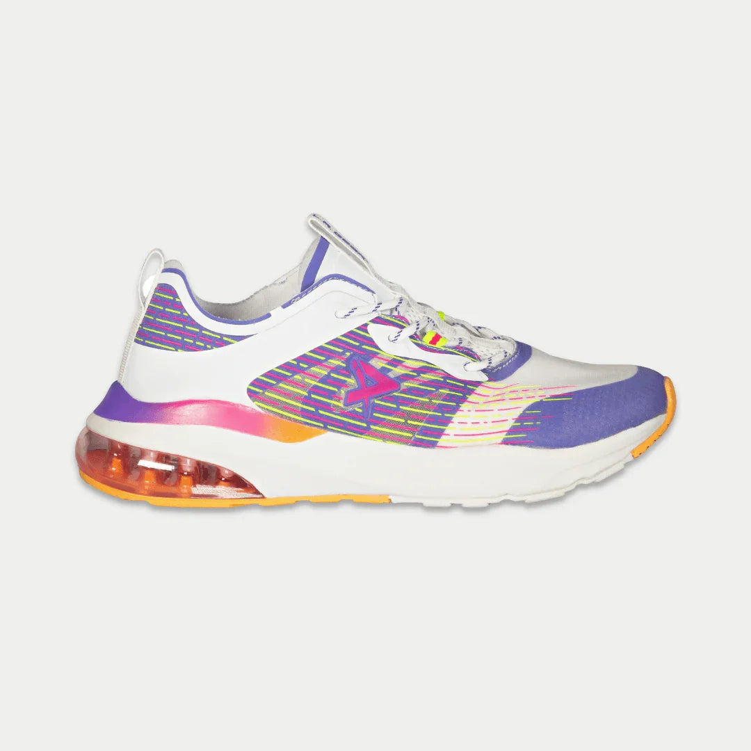 LA Gear Women's Artesia Lowtop Sneakers | White x Purple x Orange Footwear