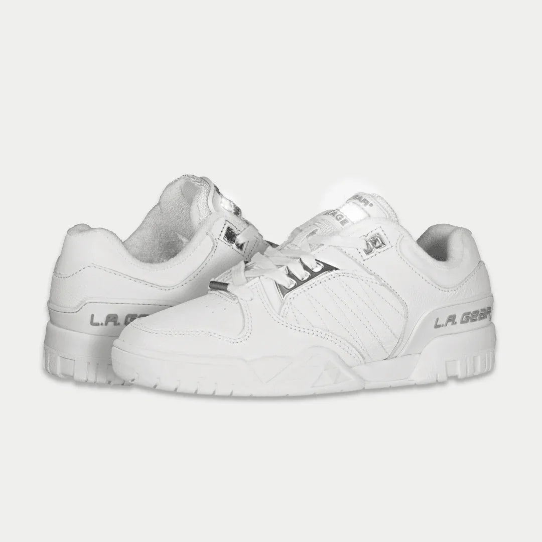 LA Gear Women's Boardwalk Lowtop Sneakers | Classic White Leather Footwear