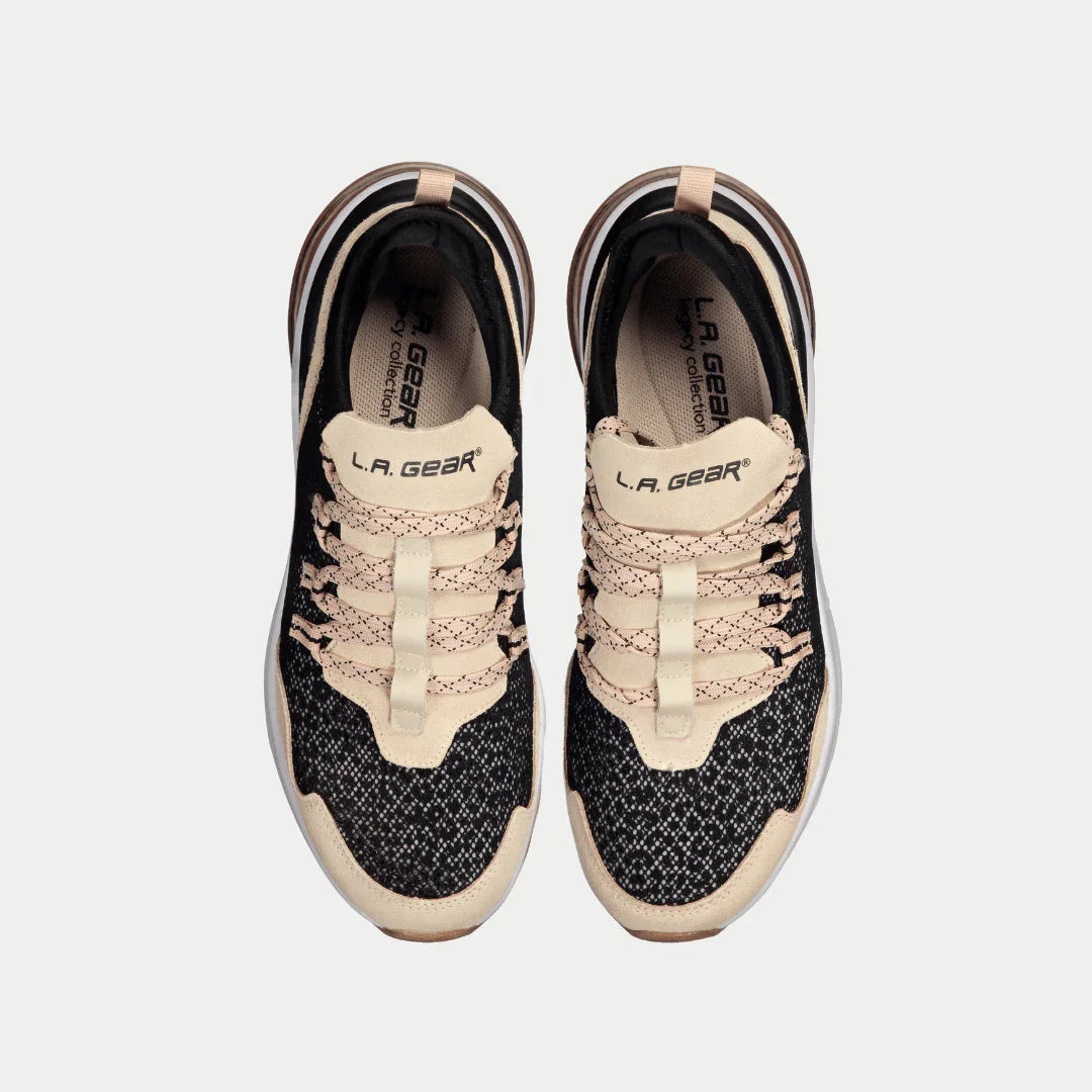 LA Gear Women's Runyon Lowtop Sneakers | Black x Pink Footwear