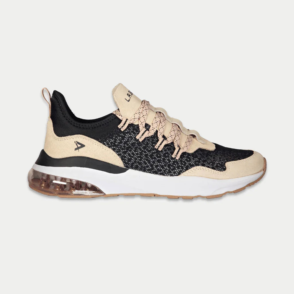 LA Gear Women's Runyon Lowtop Sneakers | Black x Pink Footwear
