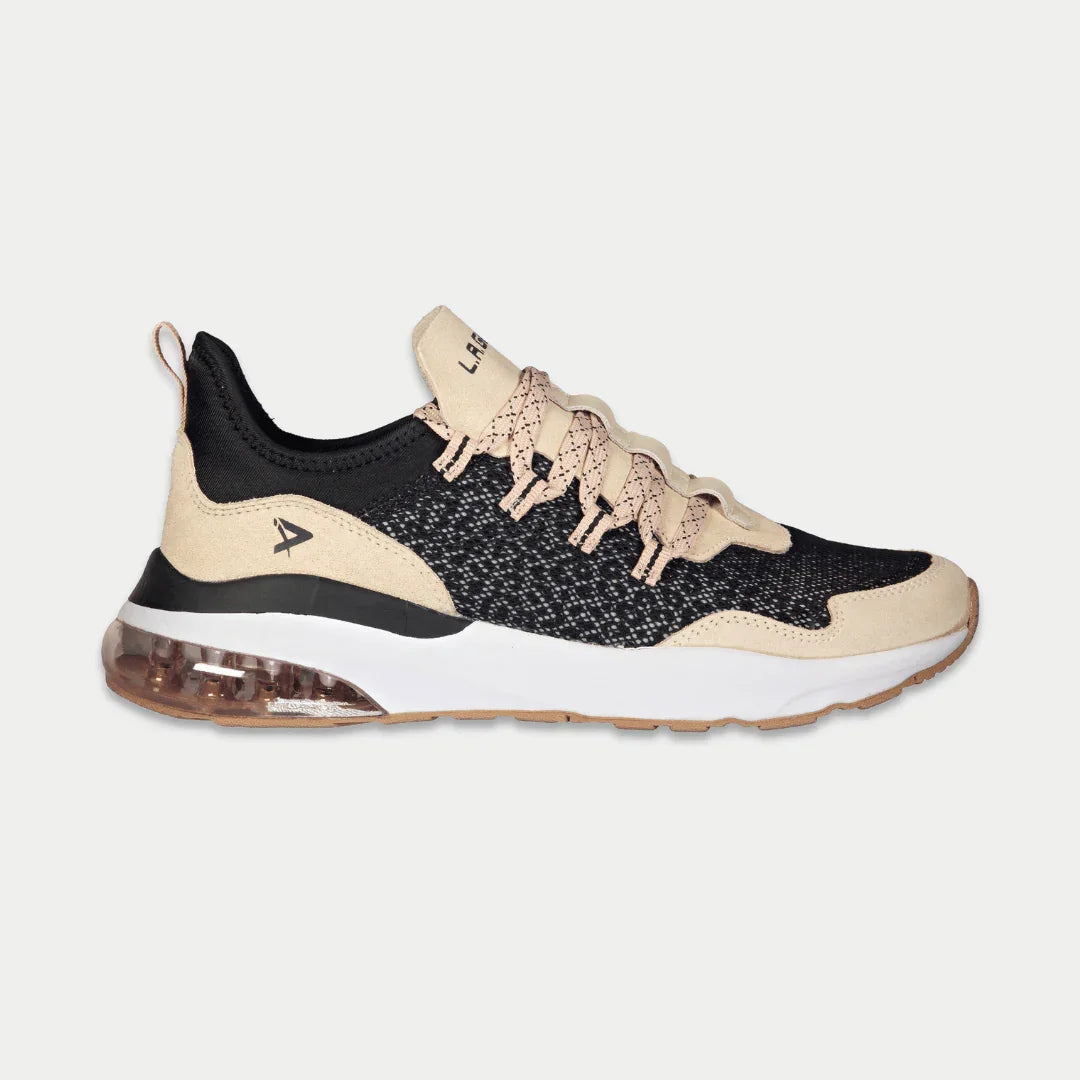 LA Gear Women's Runyon Lowtop Sneakers | Black x Pink Footwear