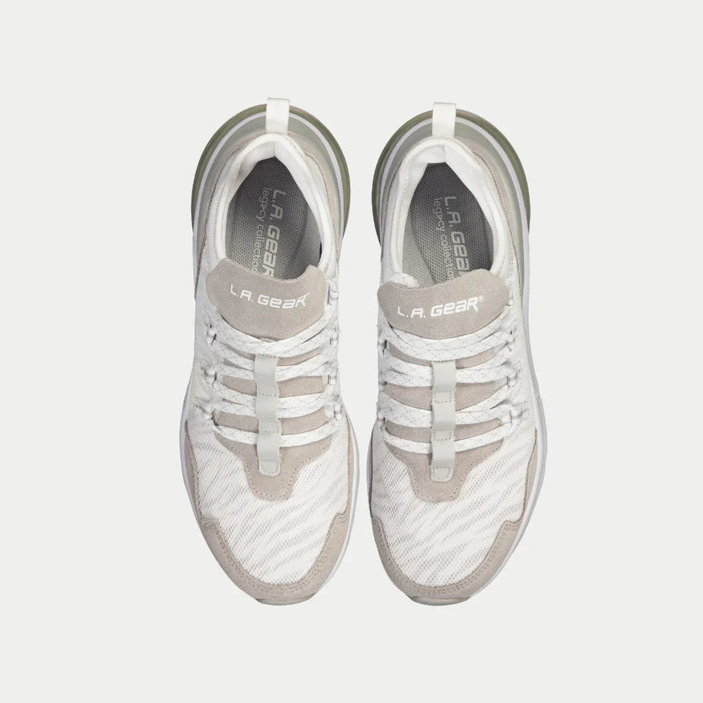 LA Gear Women's Runyon Lowtop Sneakers | White x Gray Footwear