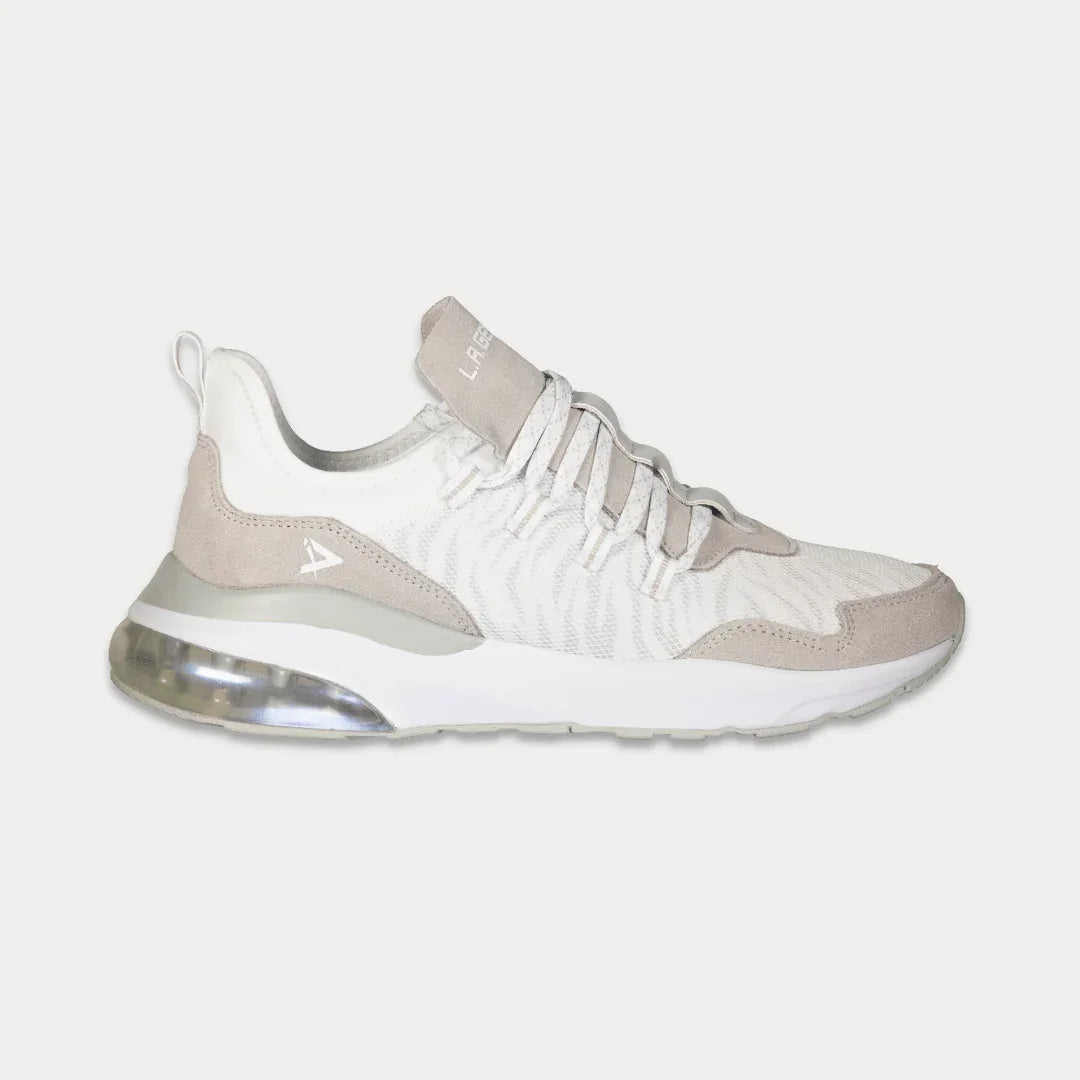 LA Gear Women's Runyon Lowtop Sneakers | White x Gray Footwear