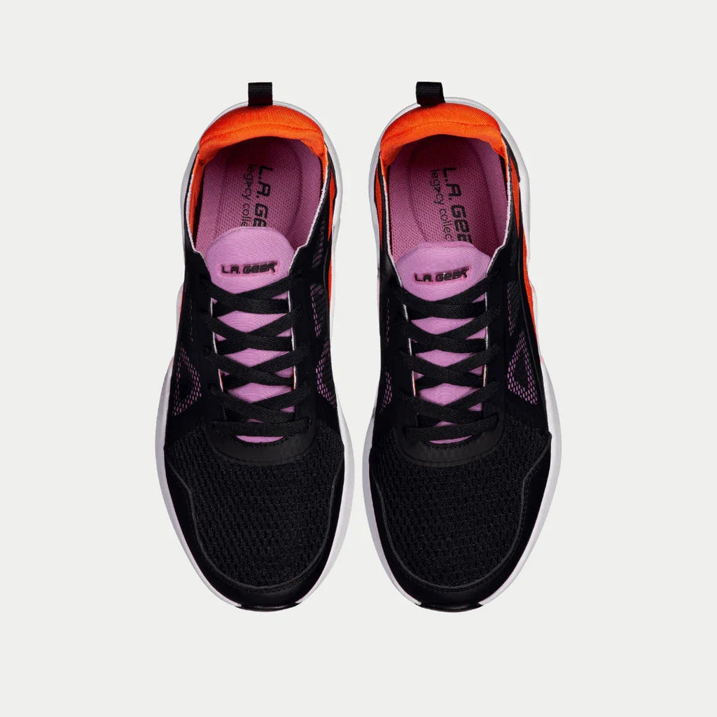 LA Gear Women's Tarzana Lowtop Sneakers | Black x Orange Footwear