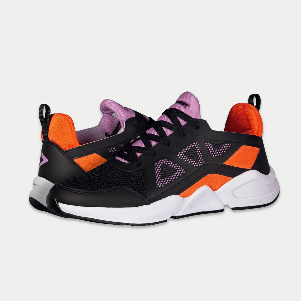 LA Gear Women's Tarzana Lowtop Sneakers | Black x Orange Footwear
